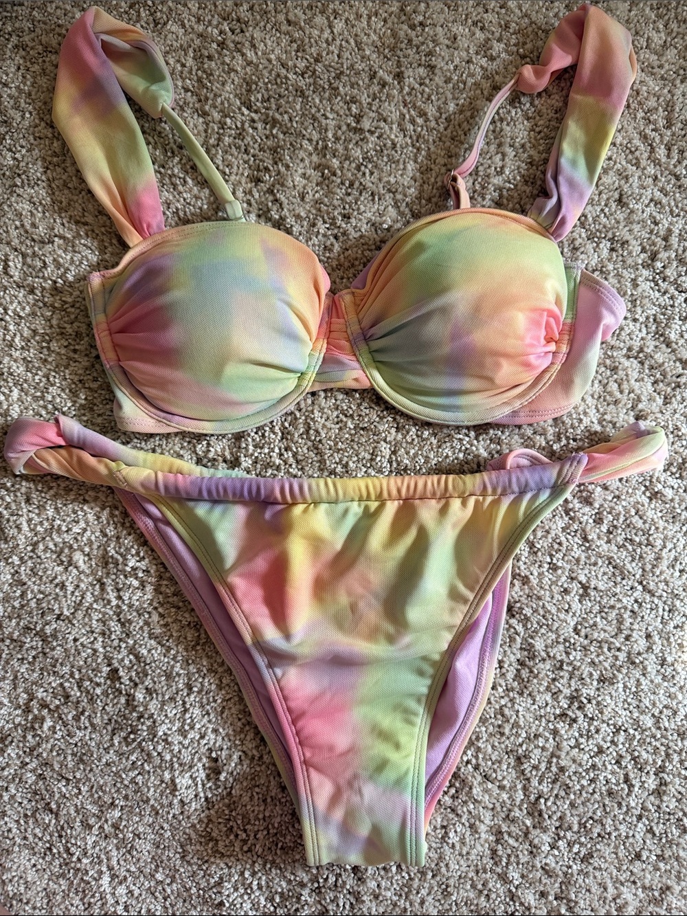 wild fable Pastel Rainbow Tie-Dye Bikini - Pink, Yellow, Green, Purple